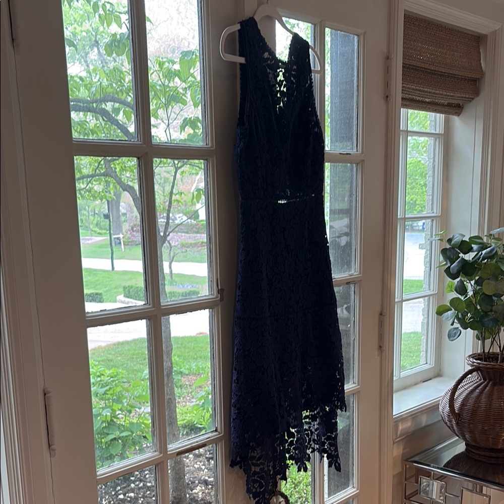 Navy Floral Lace Dress